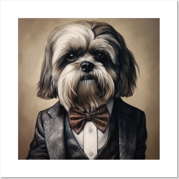 Shih Tzu Dog in Suit Wall Art by Merchgard